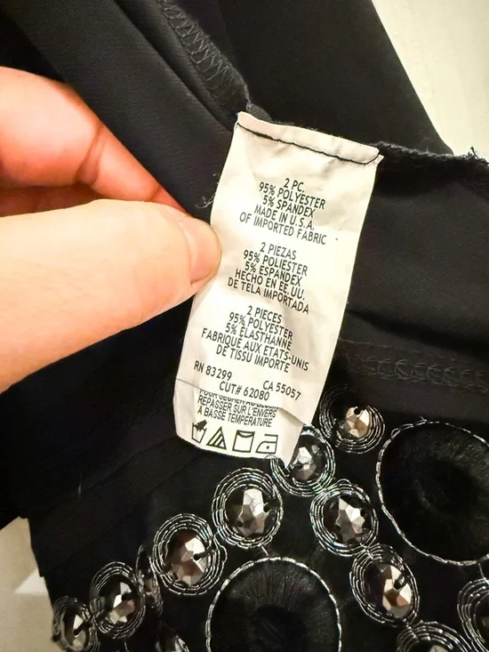 Vintage Tiana B. Black Embellished Open-Front Blazer / Cardigan Style Jacket Top - Picture 4 of 5